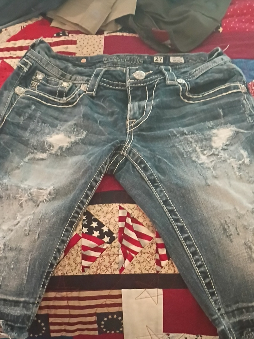 Miss Me Distressed Dark Blue Skinny Jeans